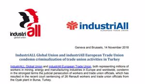 IndustriALL and industriAll Europe condemn sentencing of Renault workers in Turkey