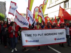 Industrial workers demonstrate in huge numbers for a fairer EU